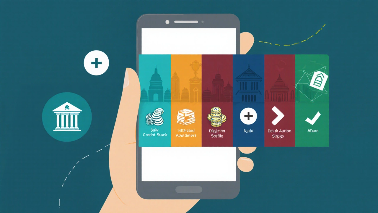 Smartphone screen showing five stylized bank icons for high‑interest savings options.